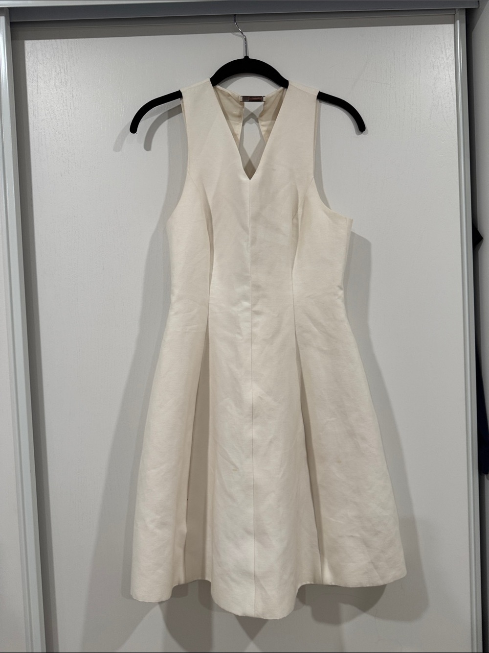 Halogen Cream V-Neck Fit-and-Flare Dress